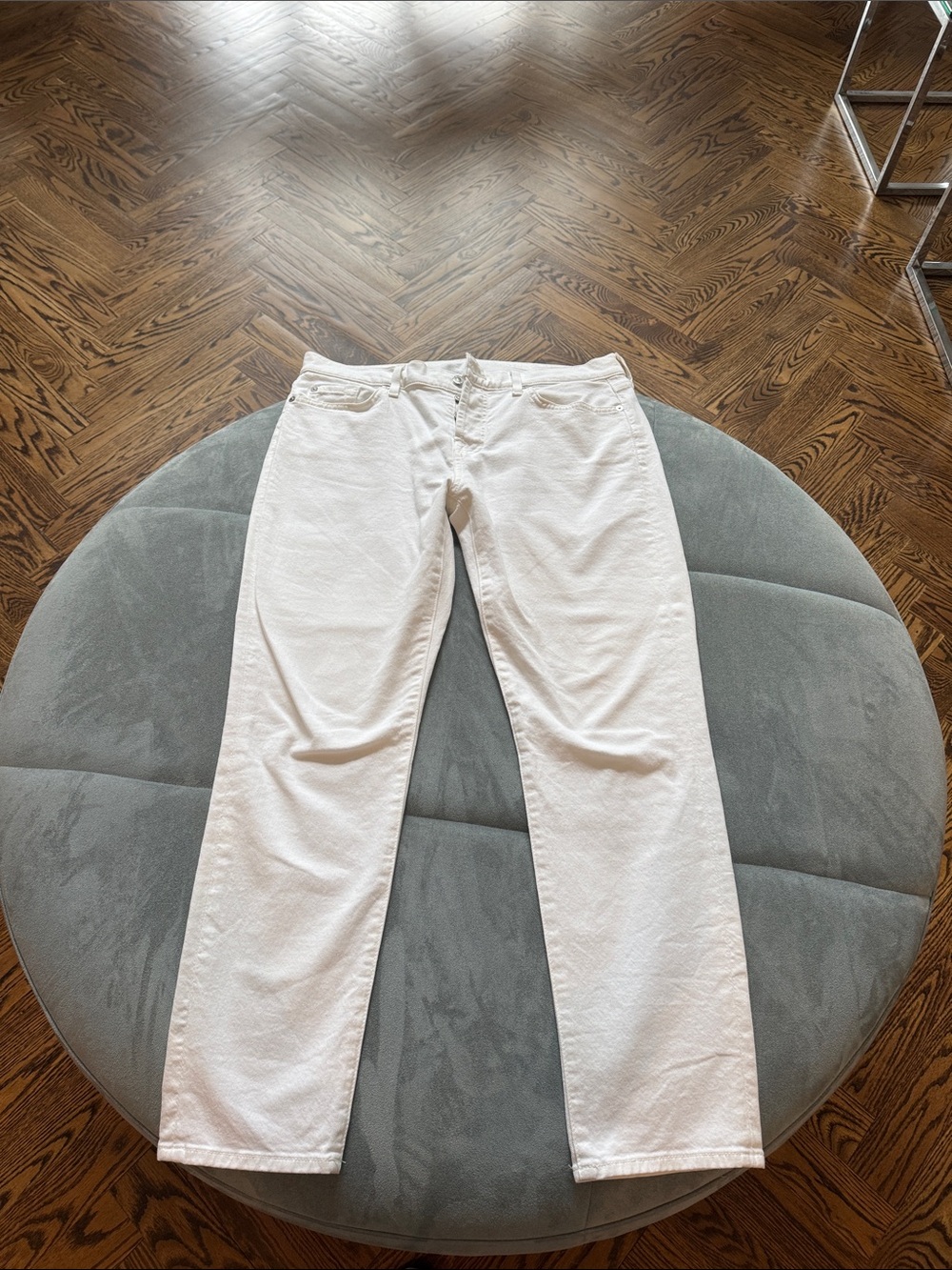 7 For All Mankind Straight-Leg White Jeans